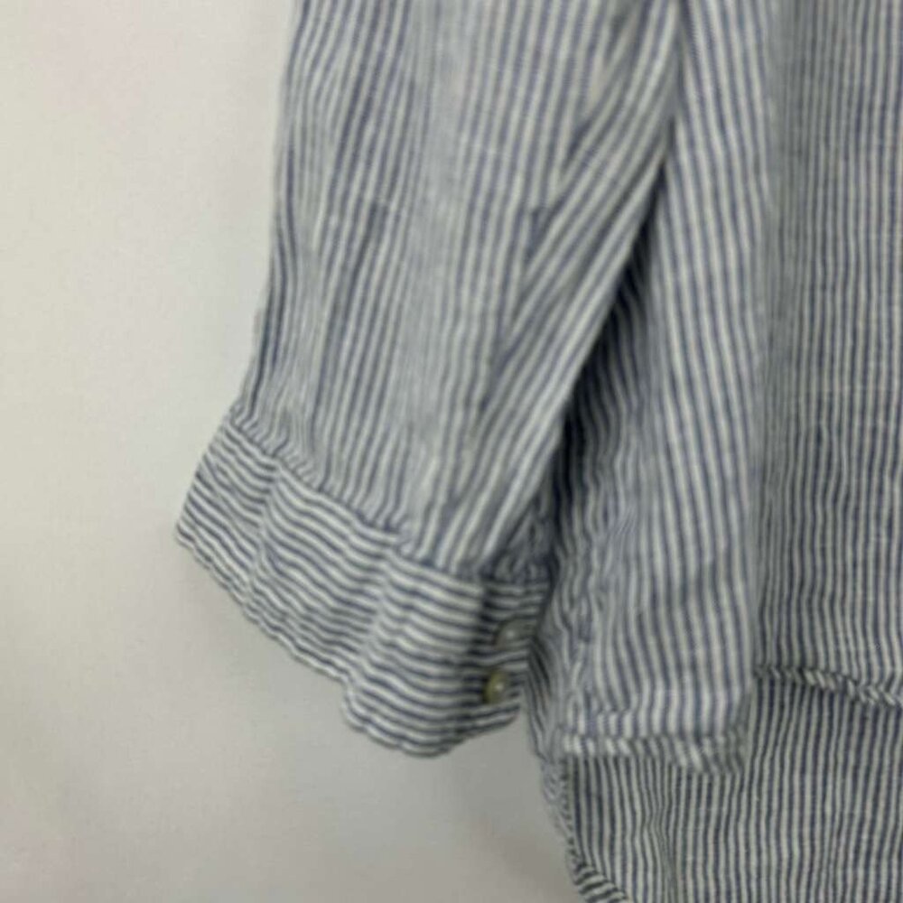 Tahari Women's Medium 100% Linen Button Long Sleeve Tunic Shirt Striped - Picture 13 of 14